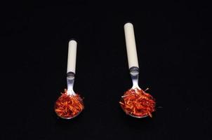 Spoons with red spices photo