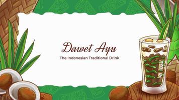 Hand Drawn Dawet Ayu The Indonesian Traditional Drink Background vector