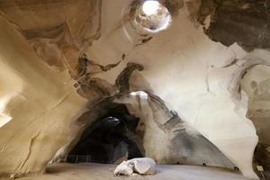 Cave in the chalk cliffs in southern Israel. photo