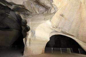 Cave in the chalk cliffs in southern Israel. photo