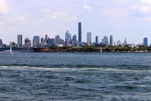 New York USA 4.09.2022. New York is located at the confluence of the Hudson River into the Atlantic Ocean. photo