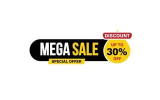 30 Percent MEGA SALE offer, clearance, promotion banner layout with sticker style. vector