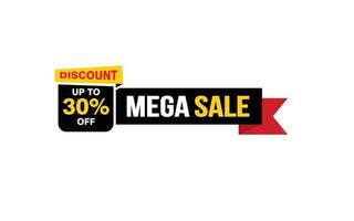 30 Percent MEGA SALE offer, clearance, promotion banner layout with sticker style. vector