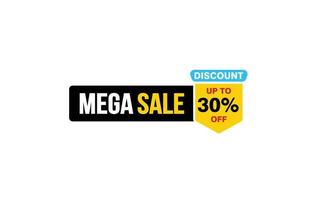 30 Percent MEGA SALE offer, clearance, promotion banner layout with sticker style. vector