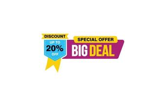 20 Percent BIG DEAL offer, clearance, promotion banner layout with sticker style. vector