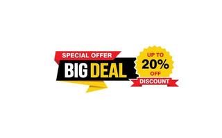 20 Percent BIG DEAL offer, clearance, promotion banner layout with sticker style. vector