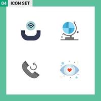 Editable Vector Line Pack of 4 Simple Flat Icons of call dating world call love sign Editable Vector Design Elements