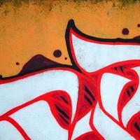 Fragment of colored street art graffiti paintings with contours and shading close up photo