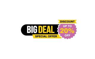 20 Percent BIG DEAL offer, clearance, promotion banner layout with sticker style. vector