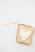 sandwich for breakfast in form of heart with cheese - good morning inscription photo