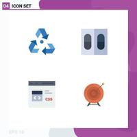 Mobile Interface Flat Icon Set of 4 Pictograms of eco coding garbage pills develop Editable Vector Design Elements