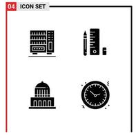 Pack of 4 creative Solid Glyphs of furniture city drawer pencil usa Editable Vector Design Elements