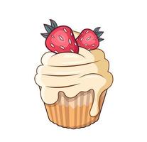 Cupcake. Strawberry and cream cupcake. vector