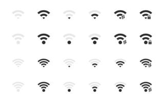 conjunto de señales wifi. símbolos vectoriales wifi conceptuales. barras de señal de internet inalámbrico. iconos vectoriales vector