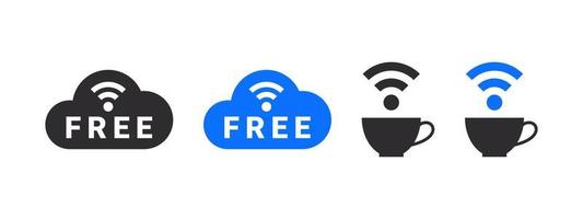 Wifi signs. Wireless icons and conceptual wifi icons. Wireless internet signal bars. Vector icons