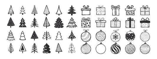 Christmas design elements set. Simple christmas icons. Xmas signs. Christmas decorations. Vector icons