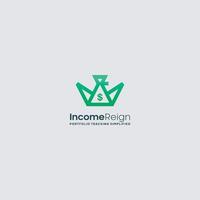 income reign logo with crown concept vector