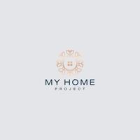 luxury Flower house logo design vector