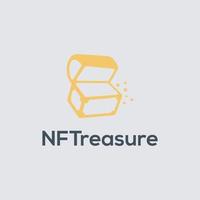 NFT teasure logo design with treasure chest icon template vector