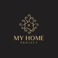 House Logo. Gold House Symbol Luxury Style . Usable for Real Estate, Construction, Architecture and Building Logos. vector