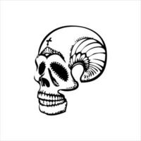 vector de cráneo mexicano con patrón. bosquejo del diseño del tatuaje del cráneo del estilo del tatuaje de la vieja escuela. ilustración en blanco y negro. ilustración de calavera mexicana