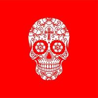 vector de cráneo mexicano con patrón. bosquejo del diseño del tatuaje del cráneo del estilo del tatuaje de la vieja escuela. ilustración en blanco y negro. ilustración de calavera mexicana