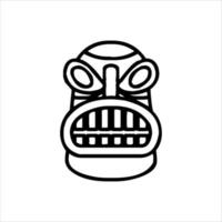 silueta del icono del ídolo tiki. ilustración simple de un ícono de ídolo tiki para diseño web aislado en un fondo blanco, máscara de madera tribal tiki, planta exótica tropical y tablero de bambú. Hawai tradicional vector