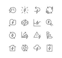 Set of energy related icons, energy costs, eco friendly power and linear variety vectors. vector