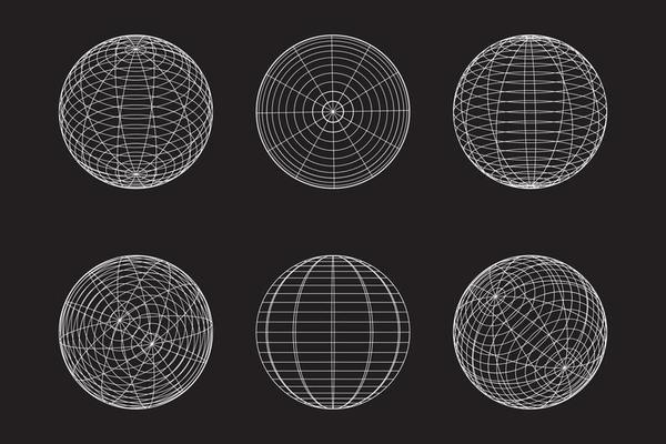 Geometric shape of sphere 3d design in technology style. Abstract circle vector illustration.
