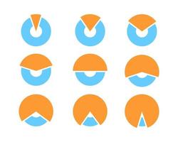 Set pie chart icons. Circle diagram vector. Collection Charts graphs logo template. Flat design. vector
