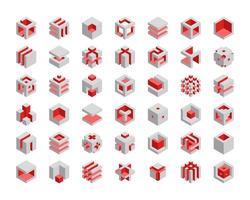 Cube logo vector design. Cubes 3d set template graphic elements.