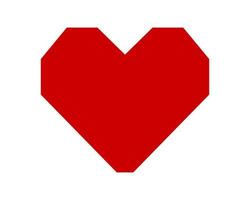 Red shape love heart icon vector isolated on white background.