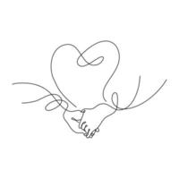 Heart Shaped Hand Draw One Continuous Line. Valentines day concept. Love Minimalist Contour Art. Vector illustration. suitable for wall art, decorations, t-shirts, mugs