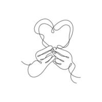 Heart Shaped Hand Draw One Continuous Line. Valentines day concept. Love Minimalist Contour Art. Vector illustration. suitable for wall art, decorations, t-shirts, mugs