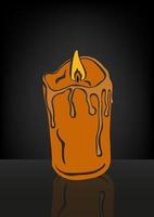 Burning candle on dark background vector