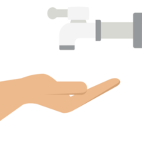 Mit der Hand sauberes Wasser aus dem Wasserhahn sparen png