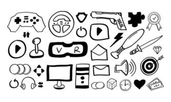 Hand drawn Game icon set vector