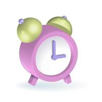 icono de renderizado 3d de reloj rosa redondo. cronometraje, medición del tiempo, temporizador, gestión del tiempo o concepto de fecha límite. ilustración de vector de representación 3d aislada en estilo minimalista de dibujos animados