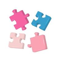 3D render Illustration of Colorful jigsaw puzzle cubes, strategy jigsaw business and education concept. Vector isolated icons.