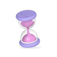 Time clock isolared render icon. Sand clock element. Realistic 3d design in plastic cartoon style. Old rento watch. Hourglass vintage concept. Isolated vector illustration