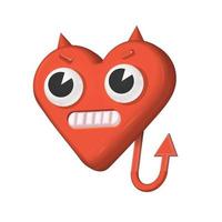 Heart Devil mascot with horns and tail For Valentines Day. 3d render cartoon vector art illustration. Isolated trendy design element.