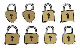 Hand drawn padlock for security and protection icon vector