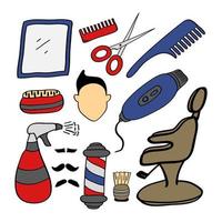 Hand drawn Barber and salon icon set 1 vector