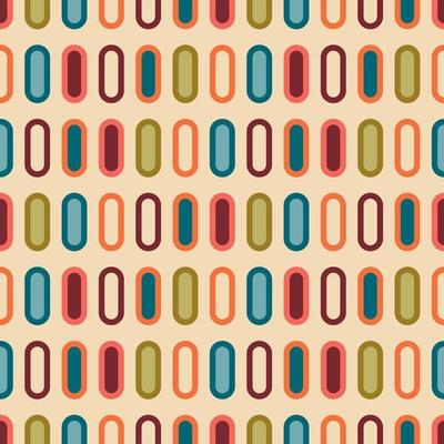 Aesthetic mid century printable seamless pattern with retro design. Decorative 50s, 60s, 70s style Vintage modern background in minimalist for fabric, wallpaper