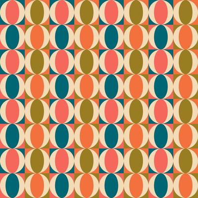 Aesthetic mid century printable seamless pattern with retro design. Decorative 50s, 60s, 70s style Vintage modern background in minimalist for fabric, wallpaper