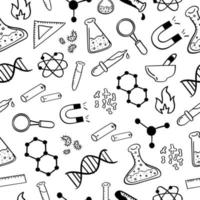 dibujado a mano química y ciencia de patrones sin fisuras vector