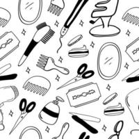 Hand drawn Barber and salon Seamless pattern vector