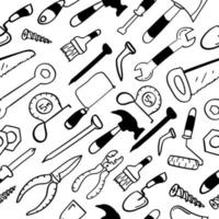 Hand Drawn Construction tool seamless pattern vector