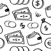Hand drawn money Seamless pattern vector