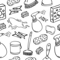 Hand drawn home cleaning or house cleaning Seamless pattern vector